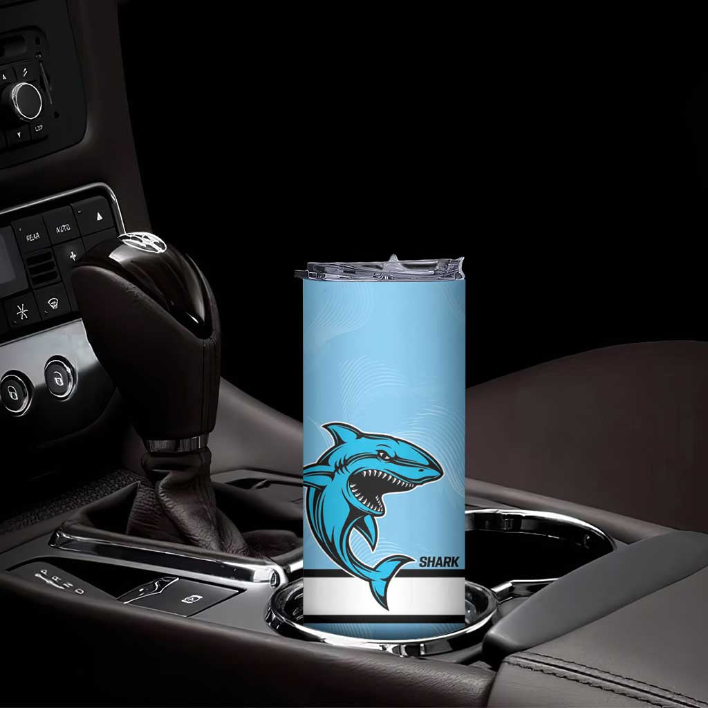 NRL Panthers-Shark Mascot Custom Skinny Tumbler Cracked Metal Style