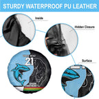NRL Panthers-Shark Mascot Custom Spare Tire Cover Cracked Metal Style