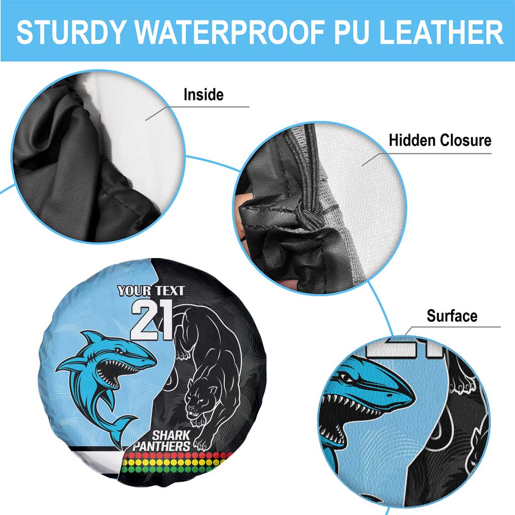 NRL Panthers-Shark Mascot Custom Spare Tire Cover Cracked Metal Style