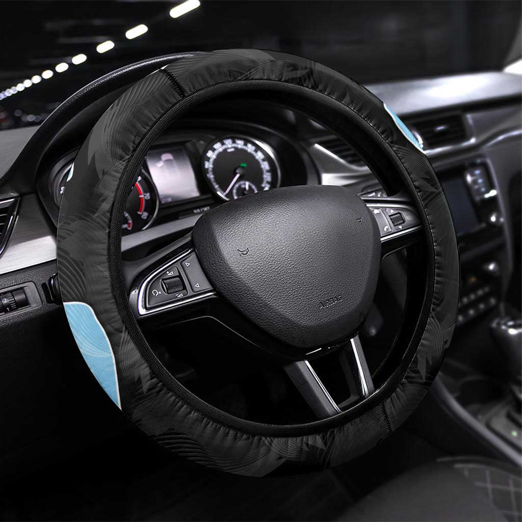 NRL Panthers-Shark Mascot Steering Wheel Cover Cracked Metal Style