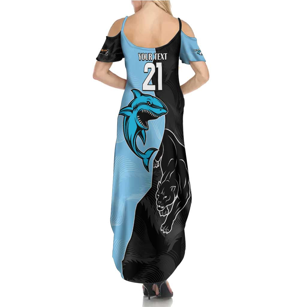 NRL Panthers-Shark Mascot Custom Summer Maxi Dress Cracked Metal Style