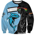 NRL Panthers-Shark Mascot Custom Sweatshirt Cracked Metal Style