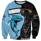 NRL Panthers-Shark Mascot Custom Sweatshirt Cracked Metal Style