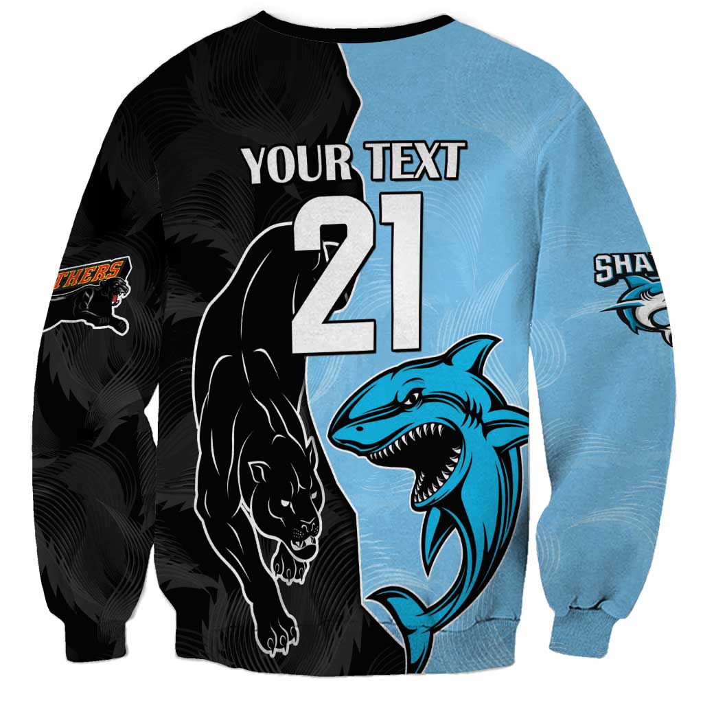 NRL Panthers-Shark Mascot Custom Sweatshirt Cracked Metal Style