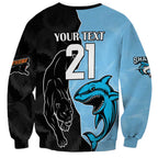 NRL Panthers-Shark Mascot Custom Sweatshirt Cracked Metal Style