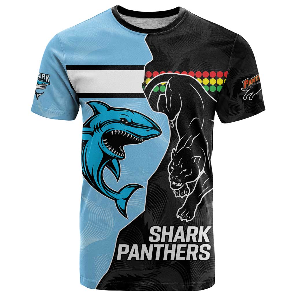 NRL Panthers-Shark Mascot Custom T Shirt Cracked Metal Style