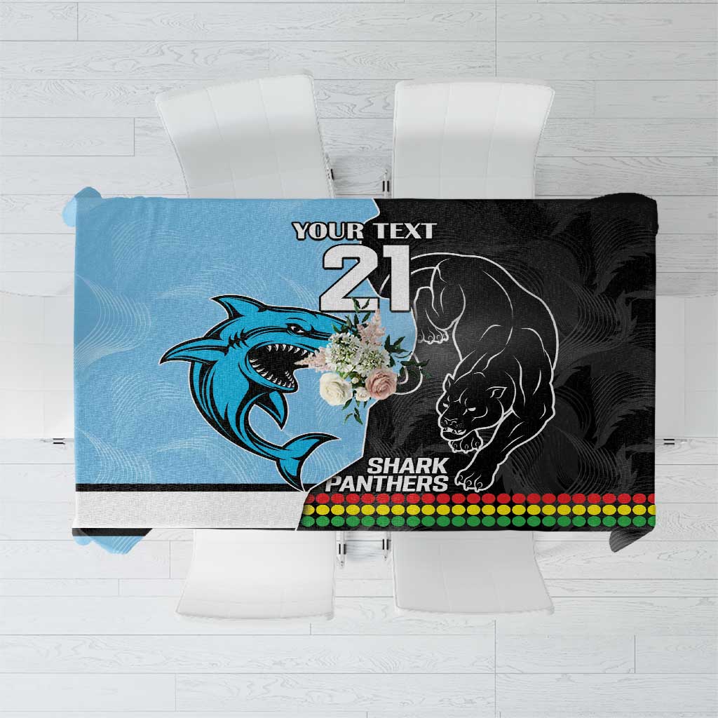 NRL Panthers-Shark Mascot Custom Tablecloth Cracked Metal Style