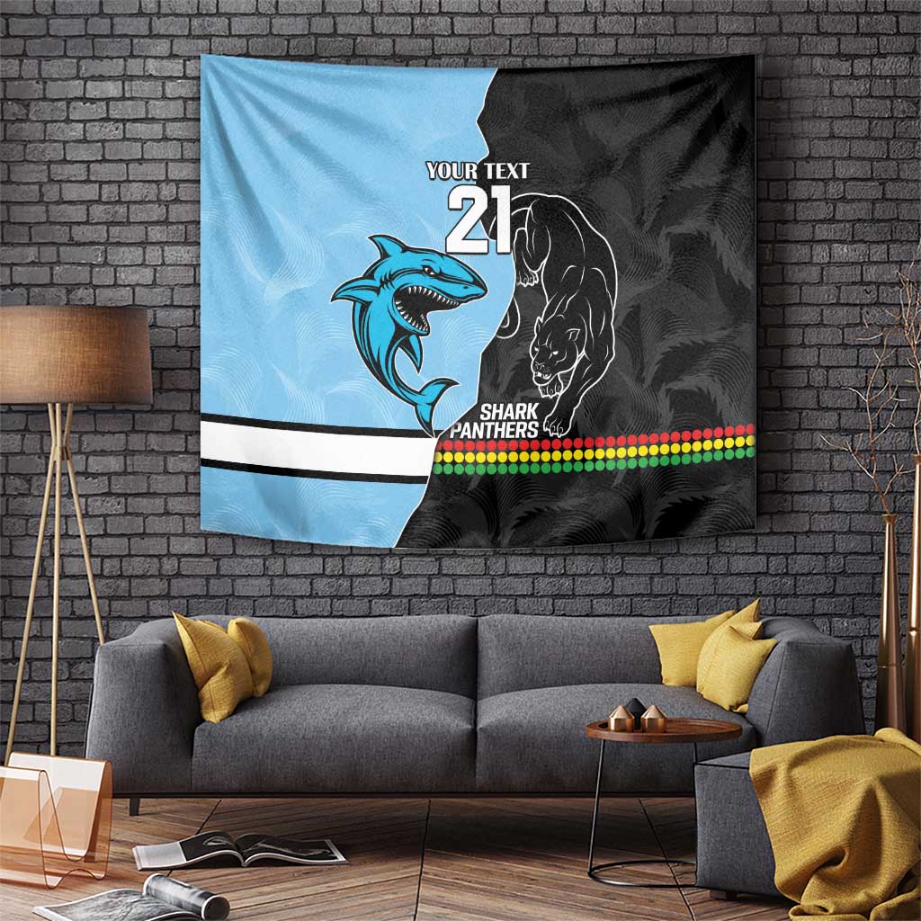 NRL Panthers-Shark Mascot Custom Tapestry Cracked Metal Style