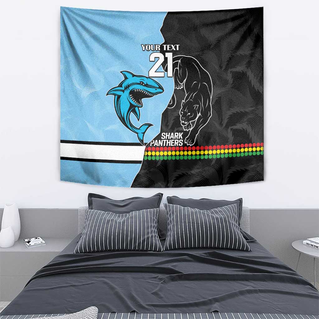 NRL Panthers-Shark Mascot Custom Tapestry Cracked Metal Style