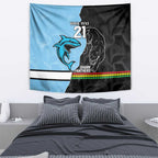 NRL Panthers-Shark Mascot Custom Tapestry Cracked Metal Style