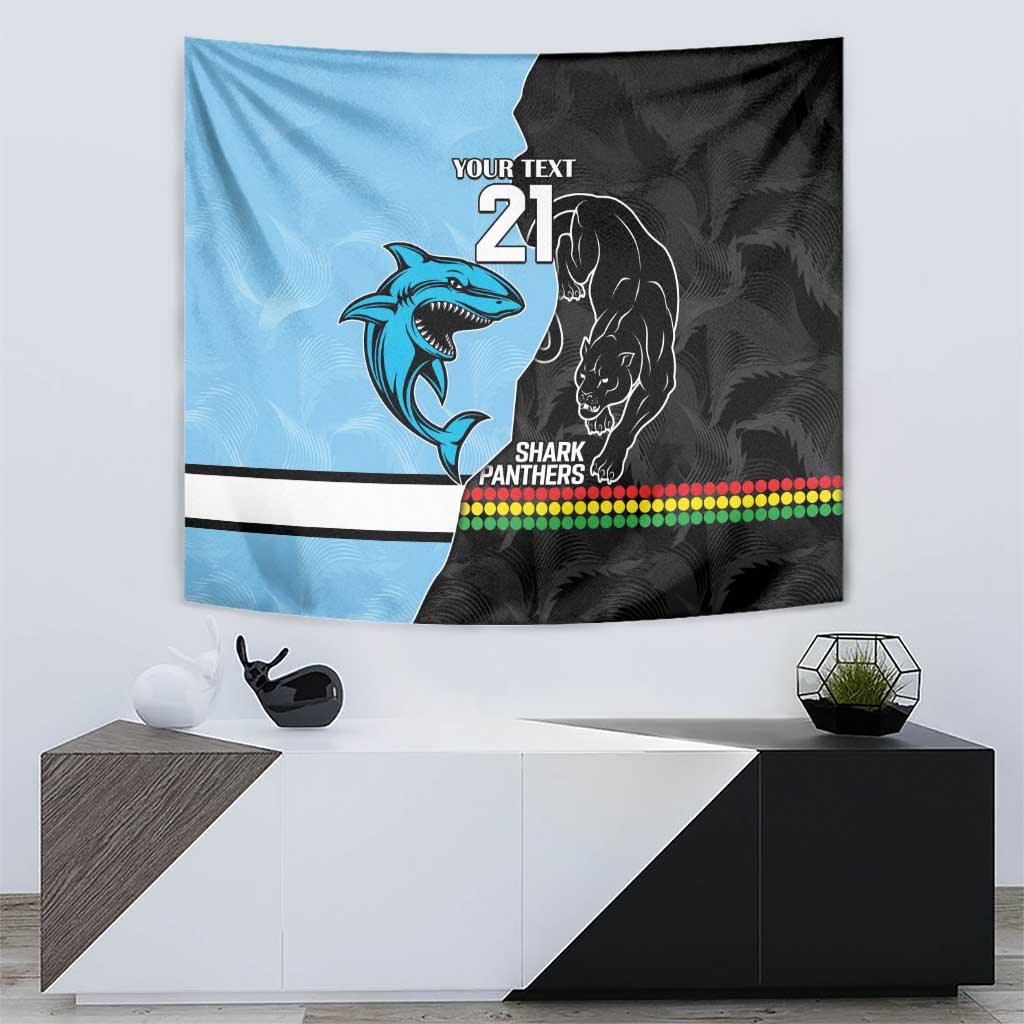 NRL Panthers-Shark Mascot Custom Tapestry Cracked Metal Style