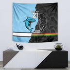 NRL Panthers-Shark Mascot Custom Tapestry Cracked Metal Style