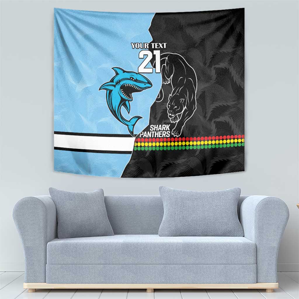 NRL Panthers-Shark Mascot Custom Tapestry Cracked Metal Style