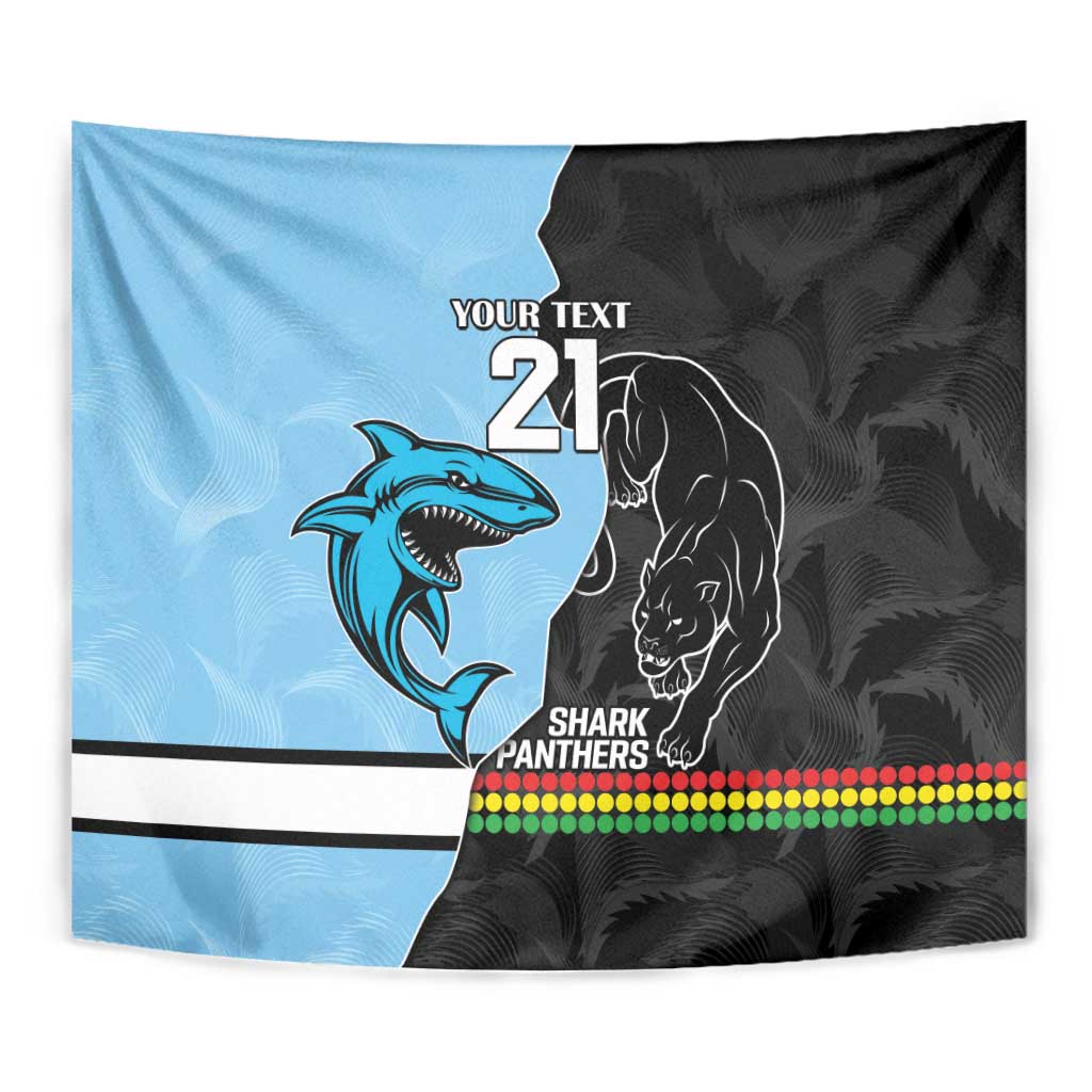 NRL Panthers-Shark Mascot Custom Tapestry Cracked Metal Style