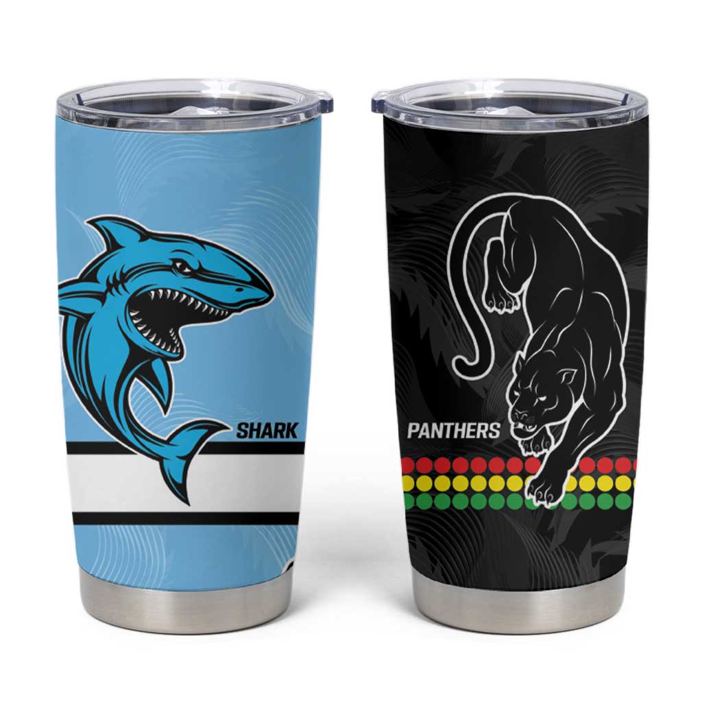 NRL Panthers-Shark Mascot Custom Tumbler Cup Cracked Metal Style