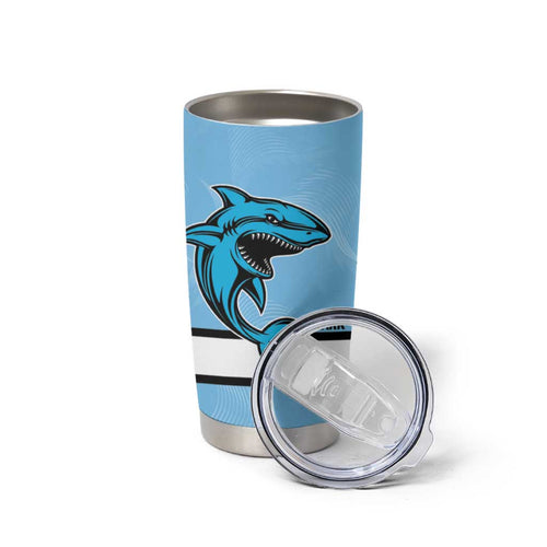 NRL Panthers-Shark Mascot Custom Tumbler Cup Cracked Metal Style