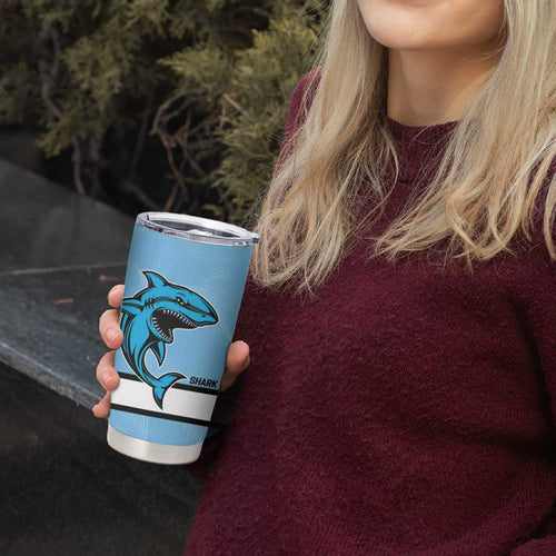NRL Panthers-Shark Mascot Custom Tumbler Cup Cracked Metal Style