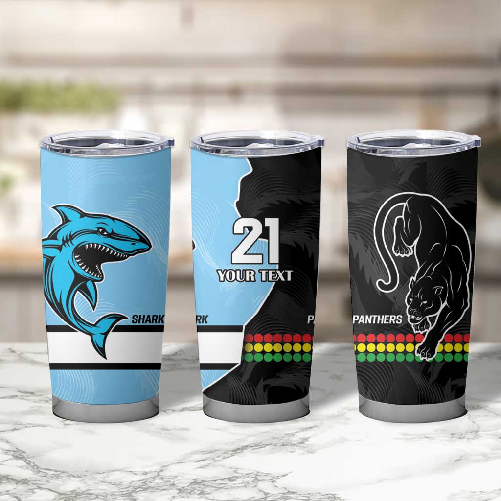 NRL Panthers-Shark Mascot Custom Tumbler Cup Cracked Metal Style