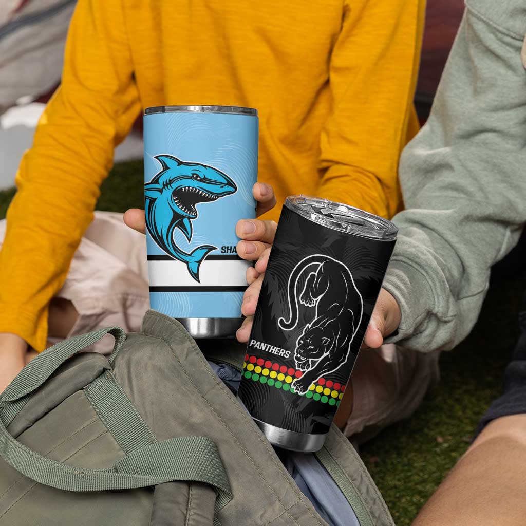 NRL Panthers-Shark Mascot Custom Tumbler Cup Cracked Metal Style