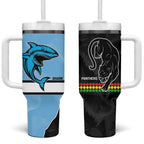 NRL Panthers-Shark Mascot Custom Tumbler With Handle Cracked Metal Style