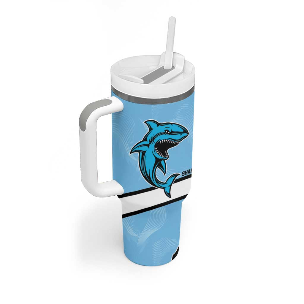 NRL Panthers-Shark Mascot Custom Tumbler With Handle Cracked Metal Style