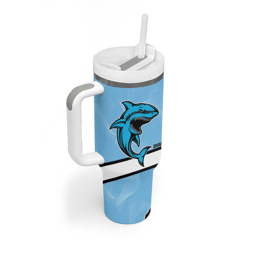 NRL Panthers-Shark Mascot Custom Tumbler With Handle Cracked Metal Style