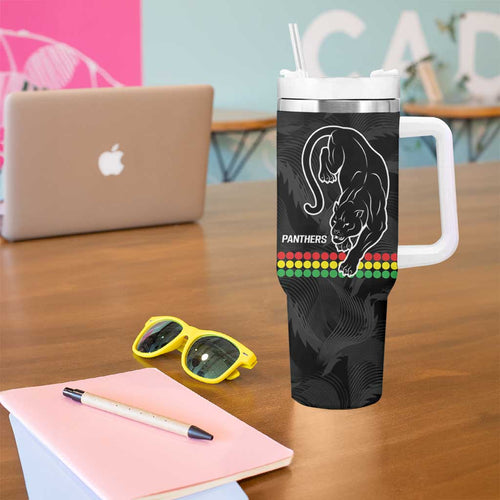 NRL Panthers-Shark Mascot Custom Tumbler With Handle Cracked Metal Style