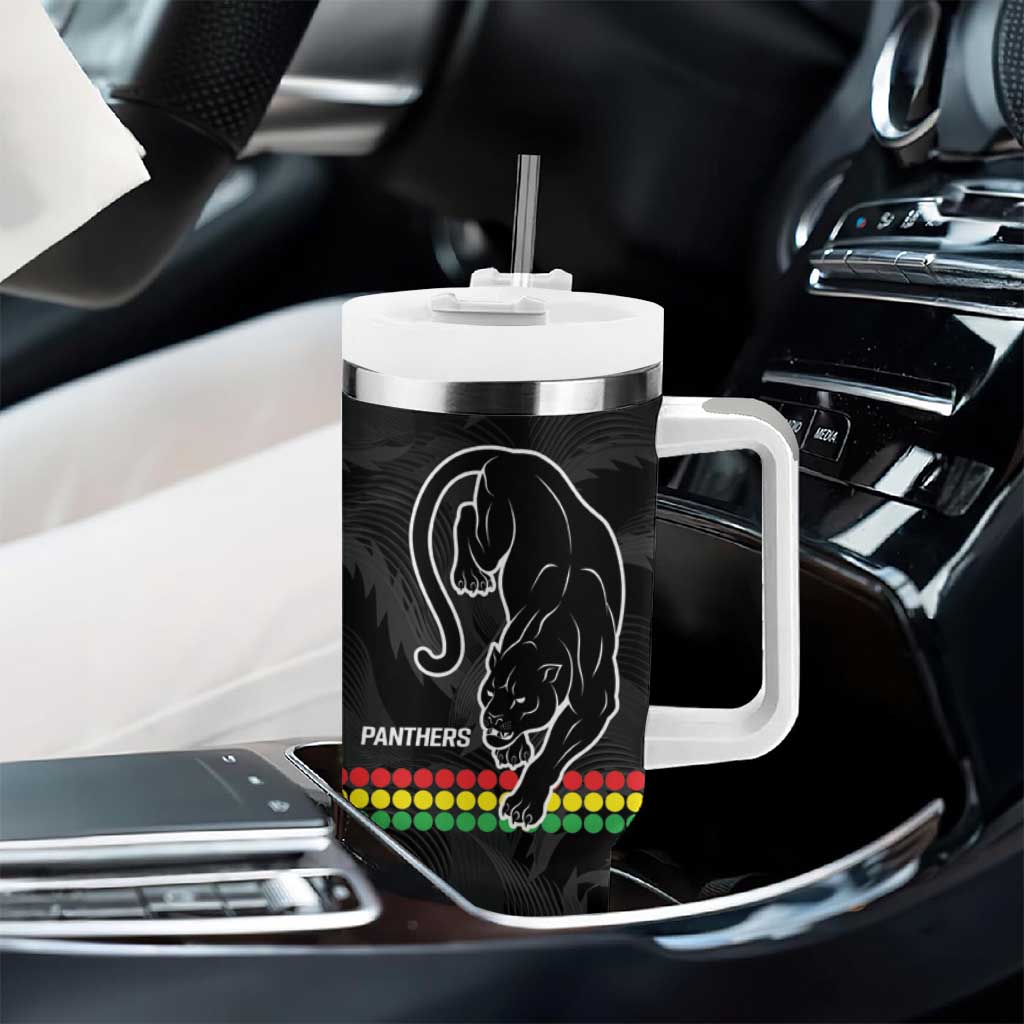 NRL Panthers-Shark Mascot Custom Tumbler With Handle Cracked Metal Style