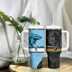 NRL Panthers-Shark Mascot Custom Tumbler With Handle Cracked Metal Style