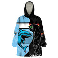 NRL Panthers-Shark Mascot Custom Wearable Blanket Hoodie Cracked Metal Style