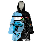 NRL Panthers-Shark Mascot Custom Wearable Blanket Hoodie Cracked Metal Style