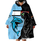 NRL Panthers-Shark Mascot Custom Wearable Blanket Hoodie Cracked Metal Style