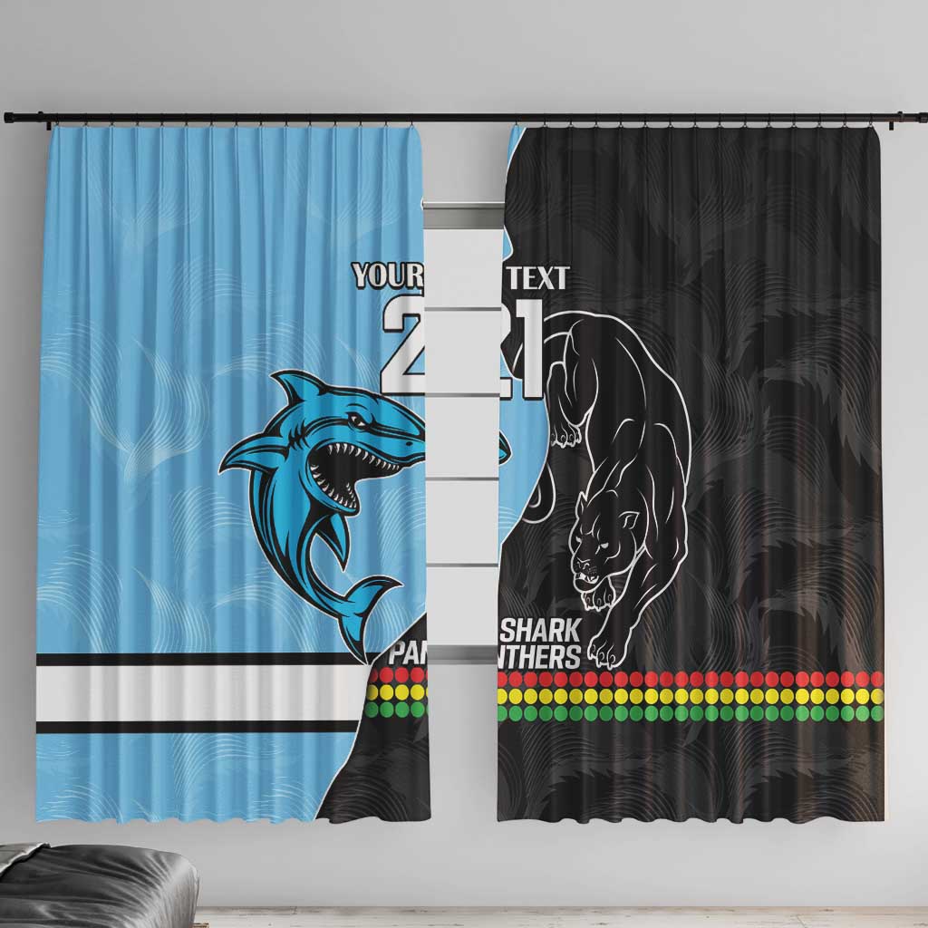 NRL Panthers-Shark Mascot Custom Window Curtain Cracked Metal Style
