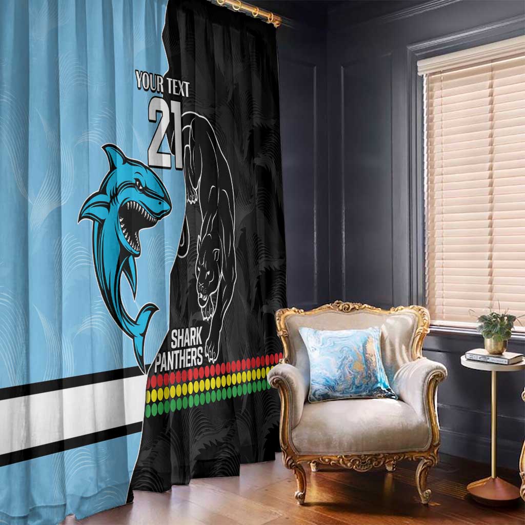 NRL Panthers-Shark Mascot Custom Window Curtain Cracked Metal Style