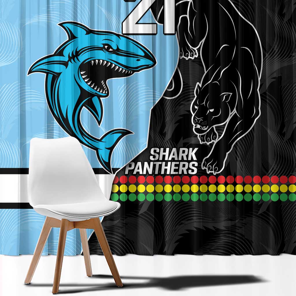 NRL Panthers-Shark Mascot Custom Window Curtain Cracked Metal Style