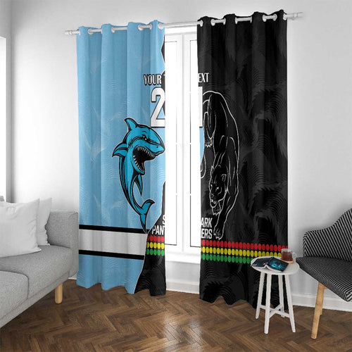 NRL Panthers-Shark Mascot Custom Window Curtain Cracked Metal Style