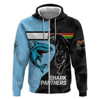 NRL Panthers-Shark Mascot Custom Zip Hoodie Cracked Metal Style