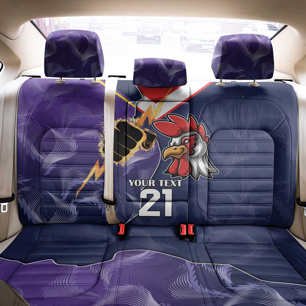 NRL Storm-Rooster Mascot Custom Back Car Seat Cover Cracked Metal Style