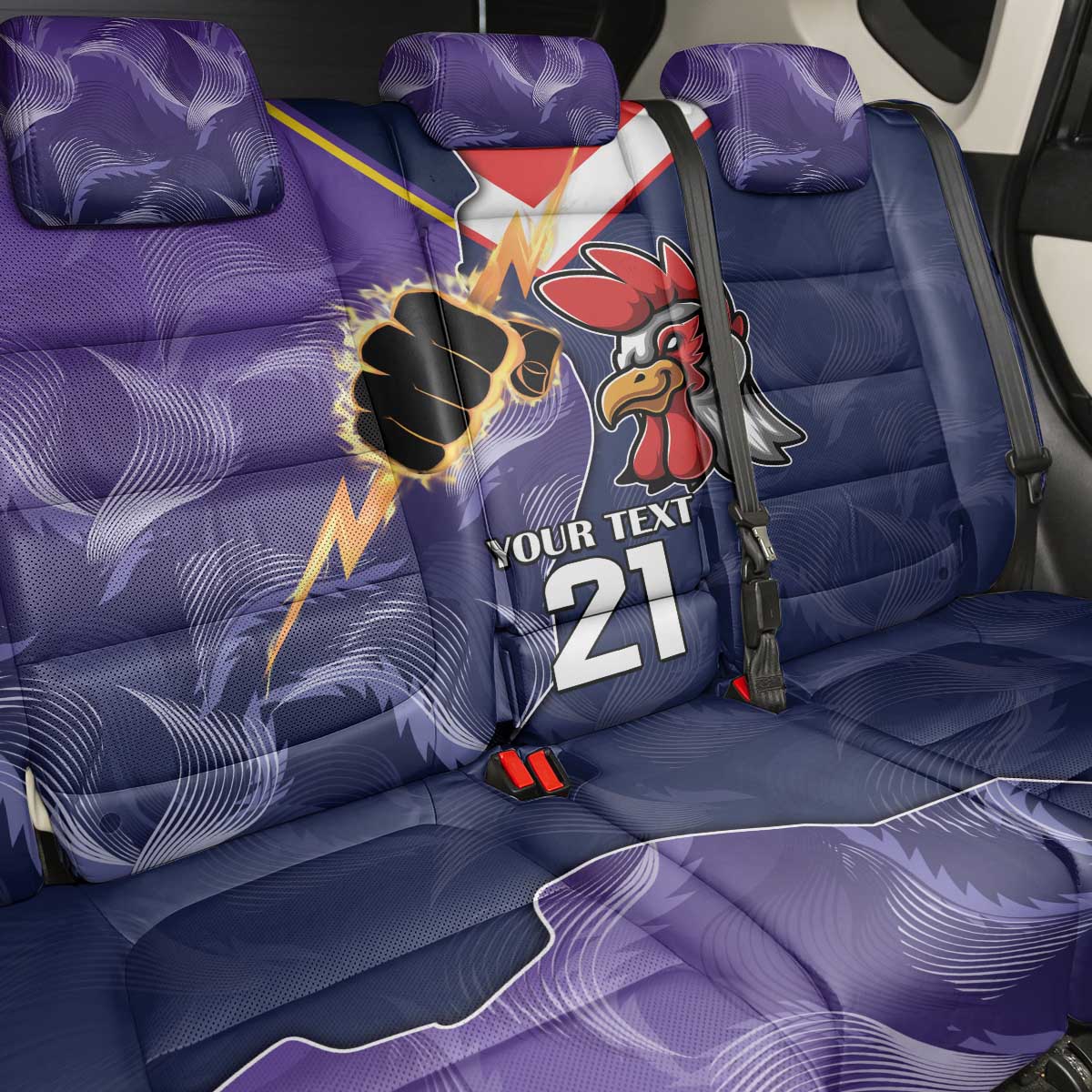 NRL Storm-Rooster Mascot Custom Back Car Seat Cover Cracked Metal Style