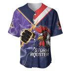NRL Storm-Rooster Mascot Custom Baseball Jersey Cracked Metal Style