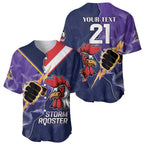 NRL Storm-Rooster Mascot Custom Baseball Jersey Cracked Metal Style