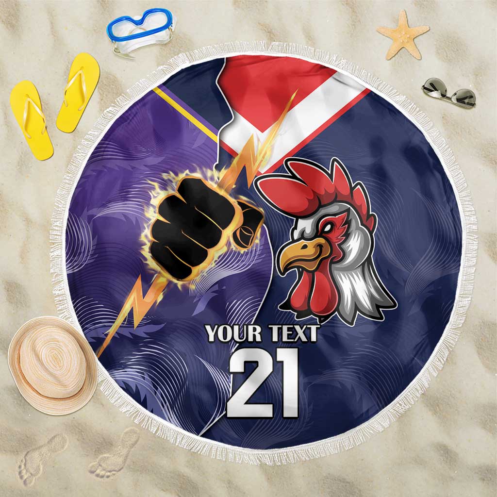 NRL Storm-Rooster Mascot Custom Beach Blanket Cracked Metal Style