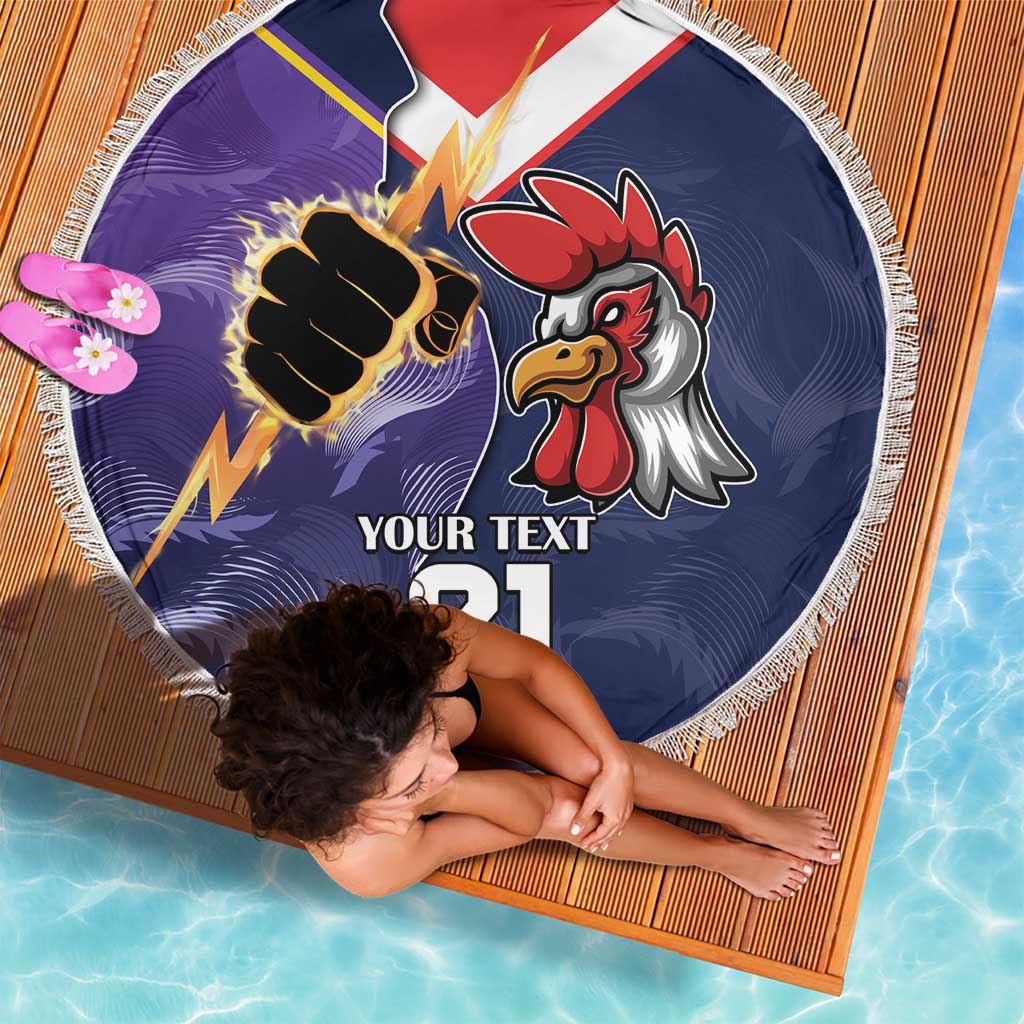 NRL Storm-Rooster Mascot Custom Beach Blanket Cracked Metal Style