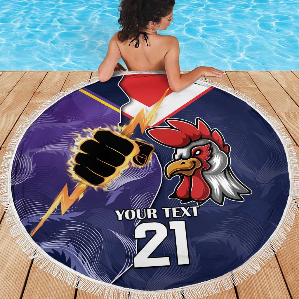 NRL Storm-Rooster Mascot Custom Beach Blanket Cracked Metal Style