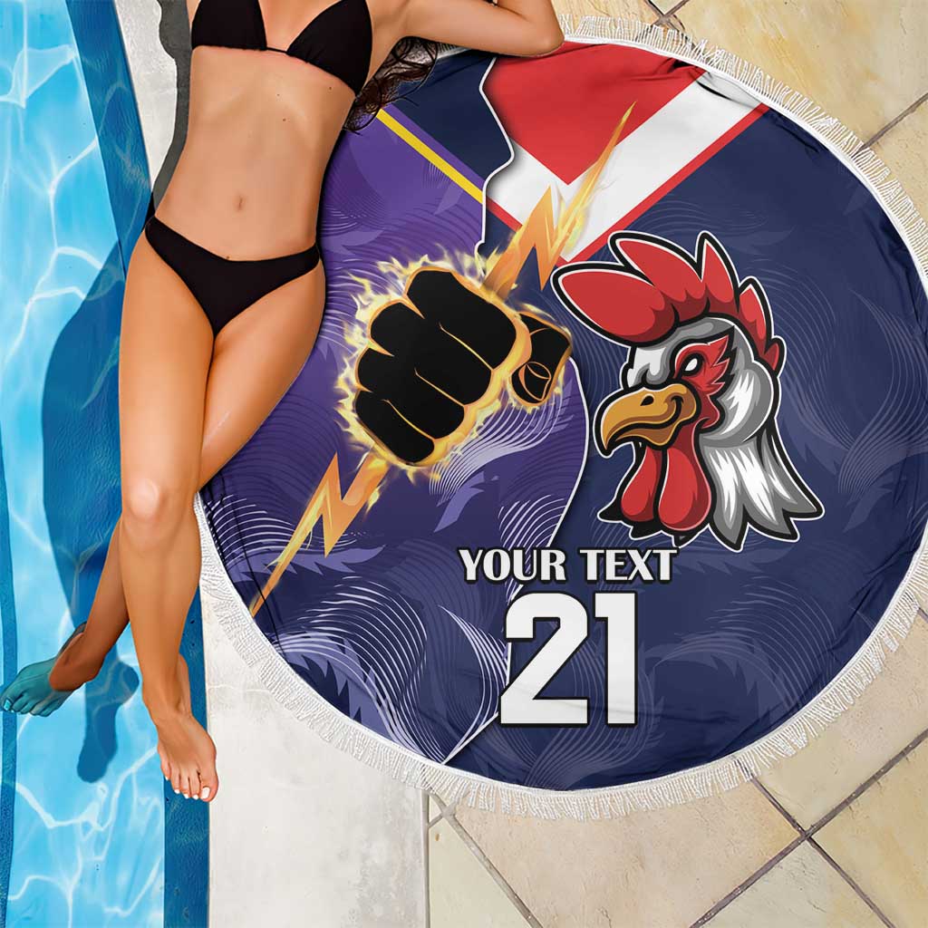 NRL Storm-Rooster Mascot Custom Beach Blanket Cracked Metal Style