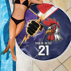 NRL Storm-Rooster Mascot Custom Beach Blanket Cracked Metal Style