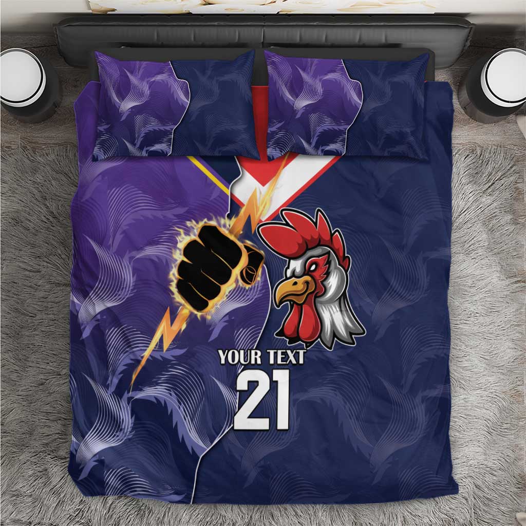 NRL Storm-Rooster Mascot Custom Bedding Set Cracked Metal Style