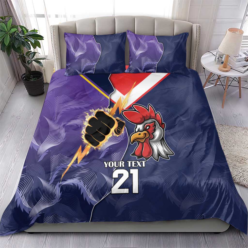 NRL Storm-Rooster Mascot Custom Bedding Set Cracked Metal Style