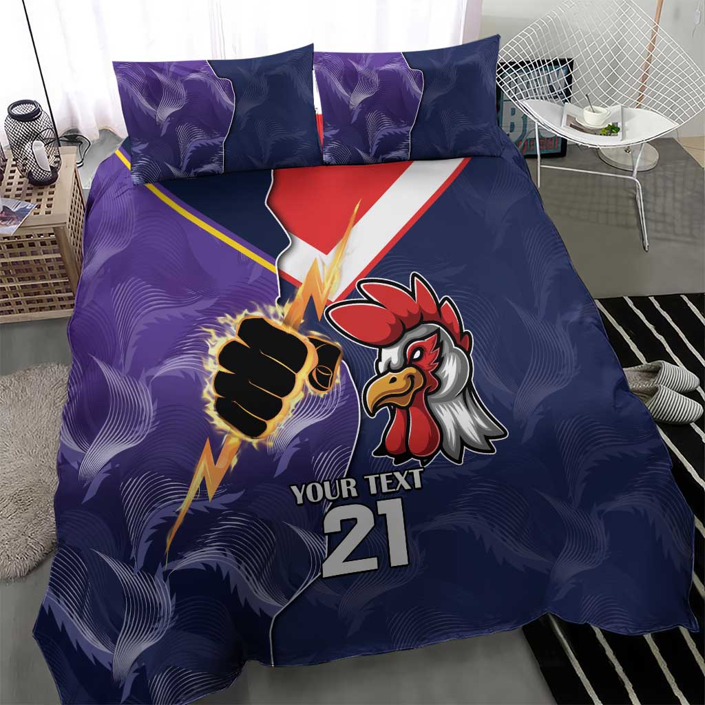 NRL Storm-Rooster Mascot Custom Bedding Set Cracked Metal Style