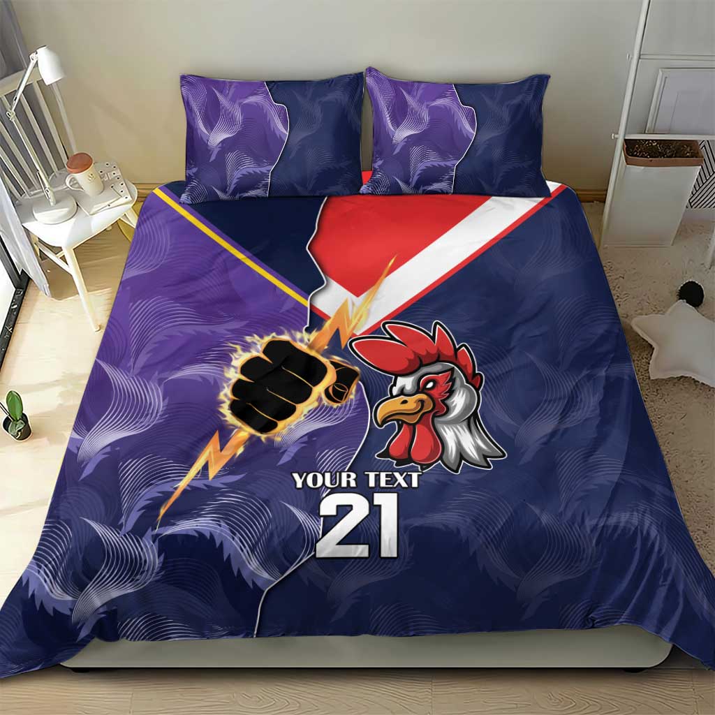 NRL Storm-Rooster Mascot Custom Bedding Set Cracked Metal Style